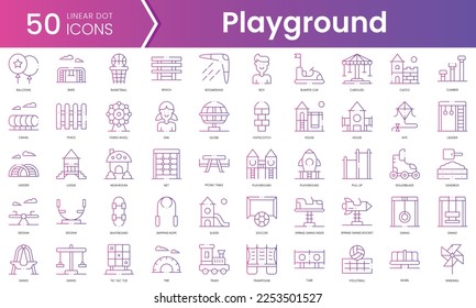 Set of playground icons. Gradient style icon bundle. Vector Illustration