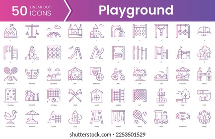 Set of playground icons. Gradient style icon bundle. Vector Illustration