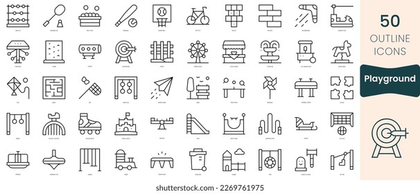 Set of playground icons. Thin linear style icons Pack. Vector Illustration