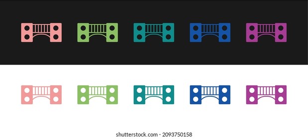 Set Playground kids bridge icon isolated on black and white background.  Vector