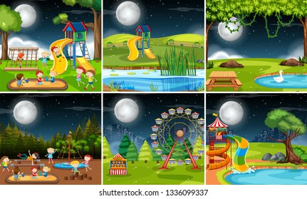 Set Set Spielplatz-Szene bei Nachtgrafik