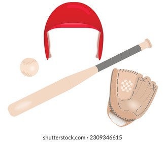 Set for playing baseball on a white background. Vector illustration.