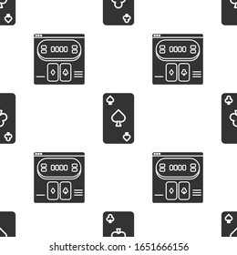 Set Playing card with clubs symbol, Playing card with spades symbol and Online poker table game on seamless pattern. Vector