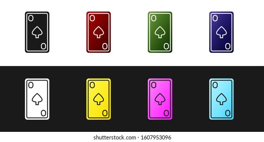Set Playing card with diamonds symbol icon isolated on black and white background. Casino gambling.  Vector Illustration