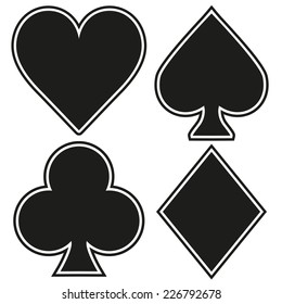 Set of playing card four symbols on white background. Vector Illustration.