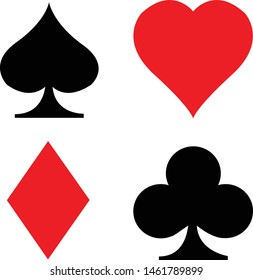 Set of playing card icon on white background. flat style. card suit icon for your web site design, logo, app, UI. poker card suits symbol. Set of playing card suits sign.