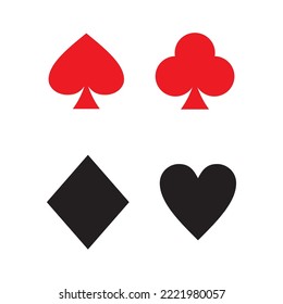 set of playing card icon symbol