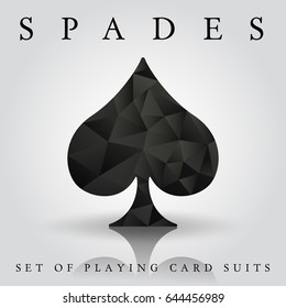 Set of playing card suits. Black spades on white background. Vector Illustration