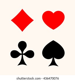 Set of playing card suits flat icon logo isolated on background. Vector illustration