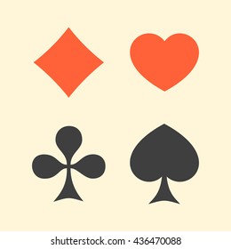 Set of playing card suits flat icon logo isolated on background. Vector illustration