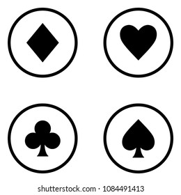 Set of playing card suits isolated on white background