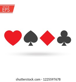 Conjunto de palos de cartas aislados sobre fondo blanco. Símbolo de póquer.