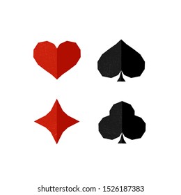 Set of playing card suits isolated on white background