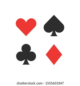 Set of playing card suits isolated on white background