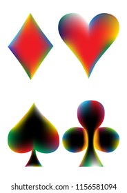 Set of playing card suits on white Vector illustration