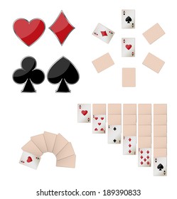 Set of playing card suits on a white background