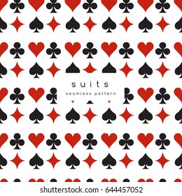 Set of playing card suits : Seamless Pattern : Vector Illustration