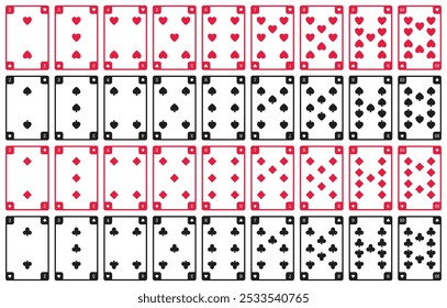 Set of playing card suits. Vector illustration.