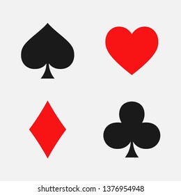 Set of playing card symbols. flat vector illustration isolated on a white background.