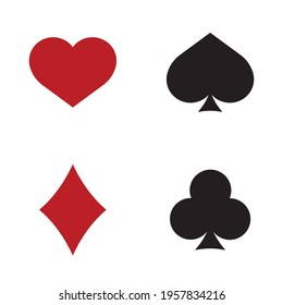 Set of playing card symbols on white background