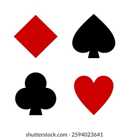 Set of playing card symbols on white background