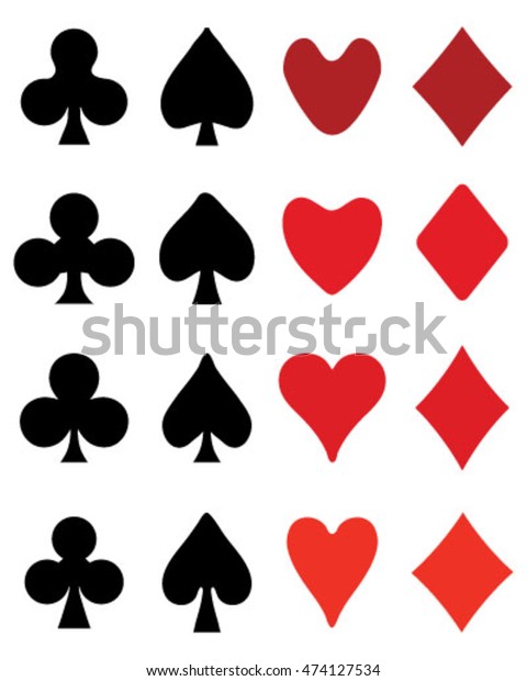 Set Playing Card Symbols On White Stock Vector (Royalty Free) 474127534