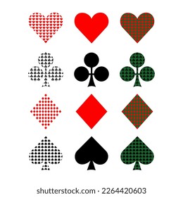 Set of playing card symbols, vector illustration.