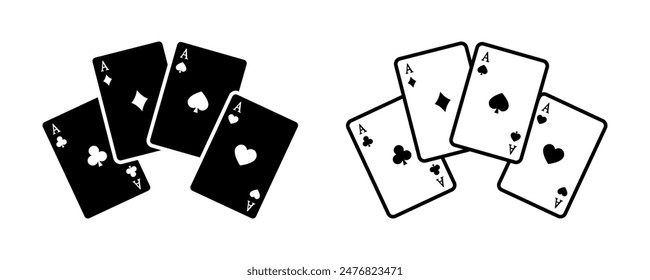 Set of playing card vector icons. Gambling game. Four card.