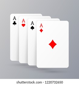 A set of playing cards aces. Poker cards. Vector illustration.