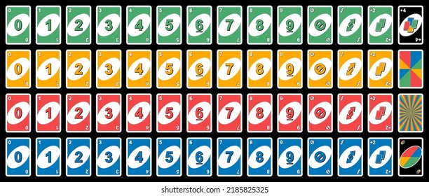 Set of the playing cards of all numbers. 