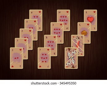 set of playing cards for board games. Cards are in pop art and comics style. Pack consist of 4 parts: diamonds; hearts;  spades; clubs.Composition with playing cards for board games.