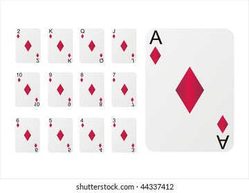 set of playing cards of diamonds