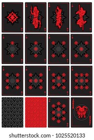 set of playing cards fantasy diamonds vector illustration