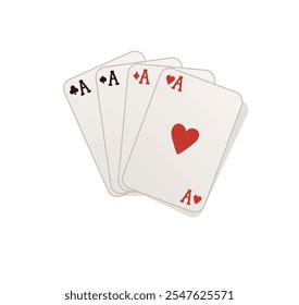 set of playing cards game fan. Ace of Spades, Hearts, Diamonds and Clubs. illustration on white background