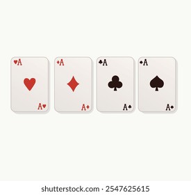 set of playing cards game fan. Ace of Spades, Hearts, Diamonds and Clubs. illustration on white background