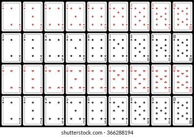 A set of playing cards with numbers.