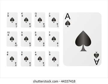 set of playing cards of spades