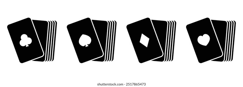 Set of Playing cards suits icon collection. Spade, diamond, heart, club card symbol. Vector Illustration.