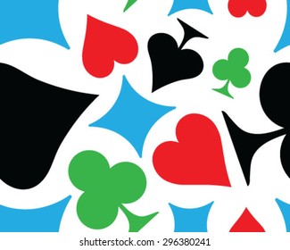 Set of playing cards symbol, vector, isolated, background, pattern, seamless