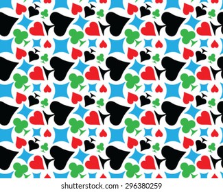 Set of playing cards symbol, vector, isolated, background, pattern, seamless