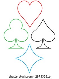Set of playing cards symbol, vector, isolated, background, pattern