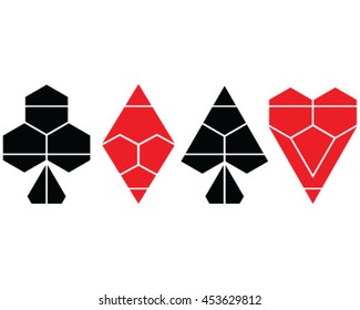 Set of playing cards symbol, vector, isolated, background, pattern