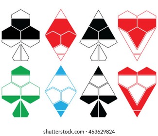 Set of playing cards symbol, vector, isolated, background, pattern
