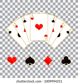 Set of playing cards and symbols, vector illustration.