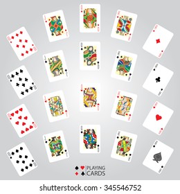 Set of playing cards vector: Ten, Jack, Queen, King, Ace
