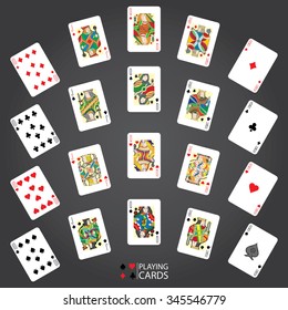 Set of playing cards vector: Ten, Jack, Queen, King, Ace
