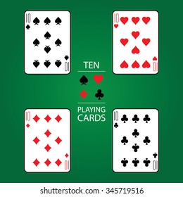 Set of playing cards vector: Ten