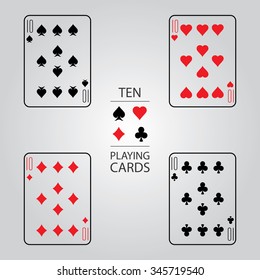 Set of playing cards vector: Ten