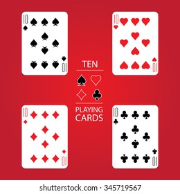 Set of playing cards vector: Ten