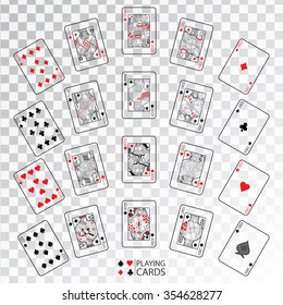 Set of playing cards vector: Ten, Jack, Queen, King, Ace 